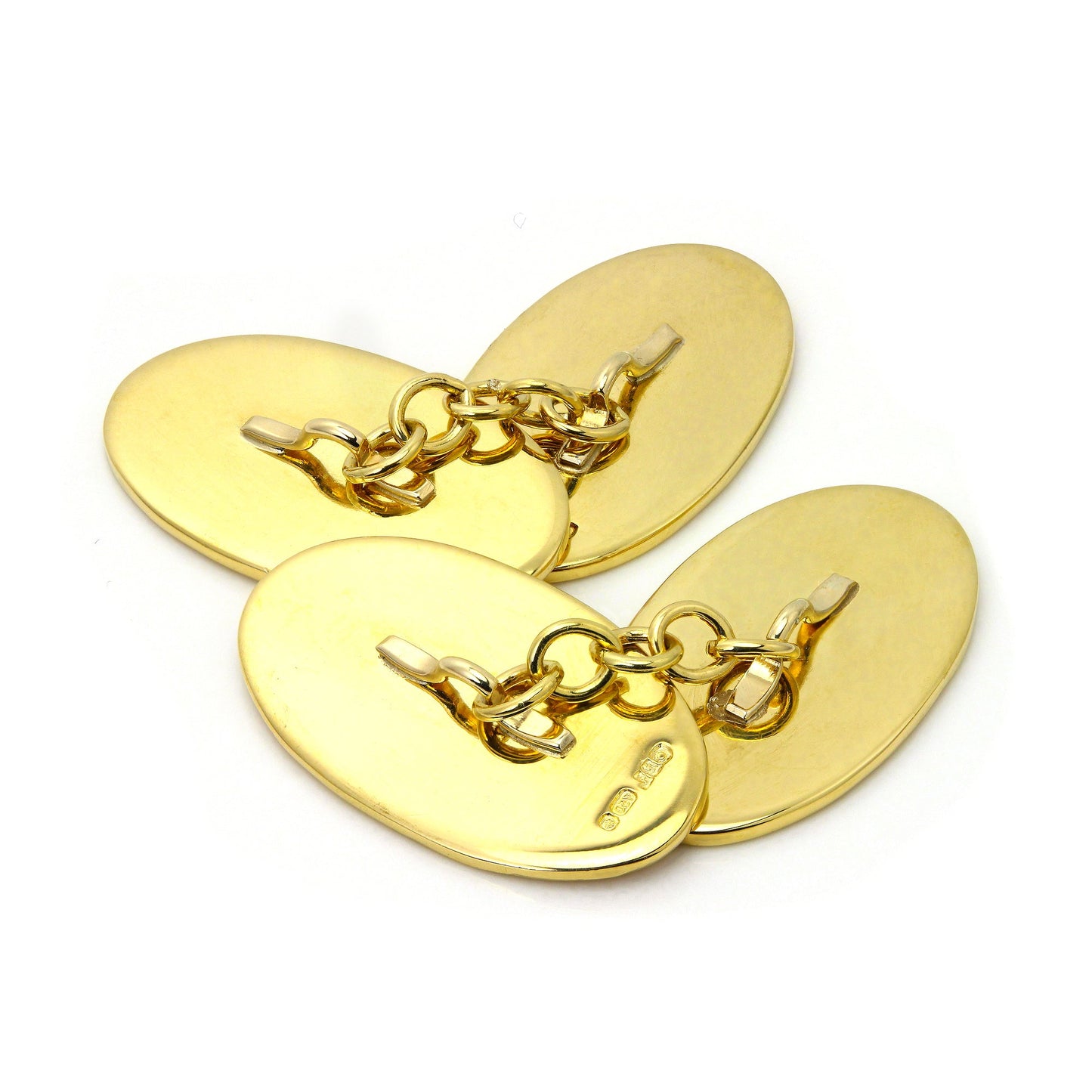 9ct Yellow Gold Double Sided Oval Chain Cufflinks