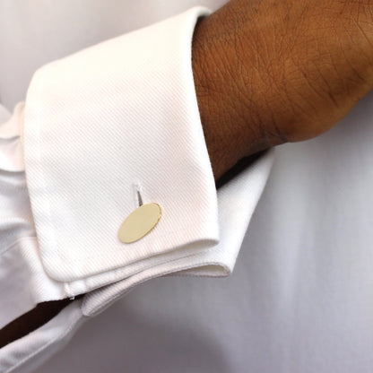 9ct Yellow Gold Double Sided Oval Chain Cufflinks