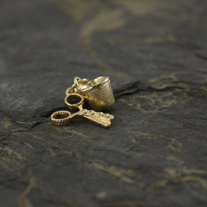 9ct Gold Scissors and Thimble Charm