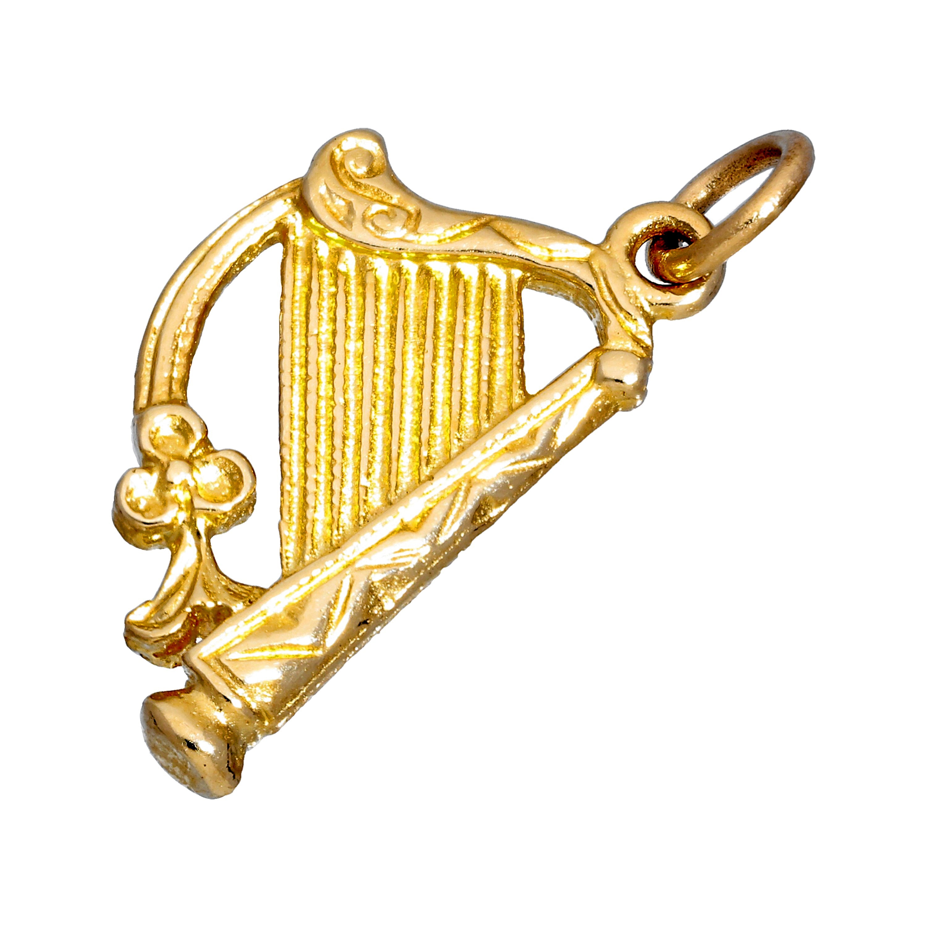 Solid 9ct Gold Harp good Charm Pendant