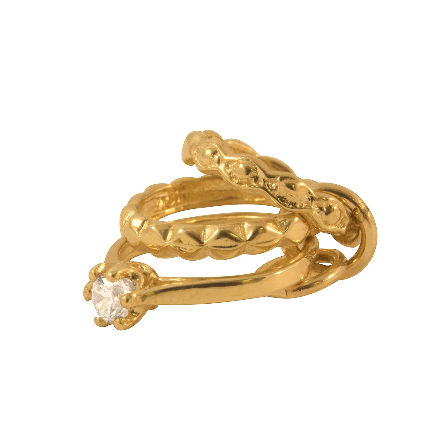 9ct Gold 3 Rings Crystal Charm