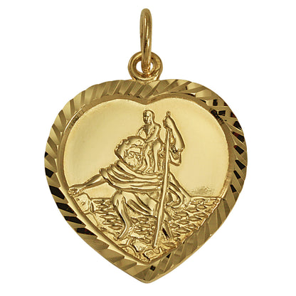 9ct Gold St Christopher in Love Heart