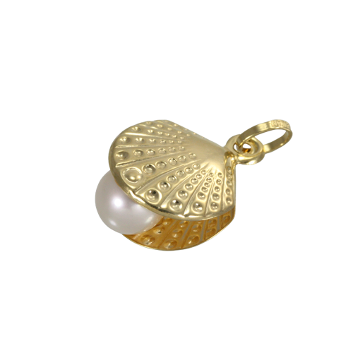 9ct Gold Shell With Pearl Charm