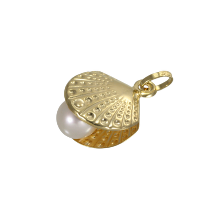 9ct Gold Shell With Pearl Charm