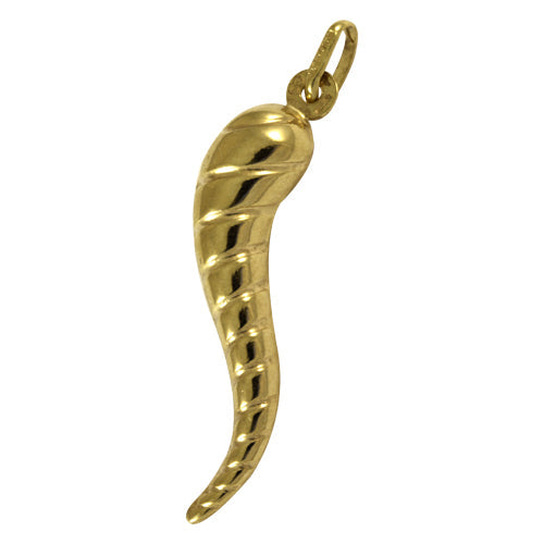 9ct Gold Twist Pattern Horn of Life Cornicello Charm