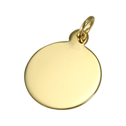 9ct Gold Engravable Round Pendant
