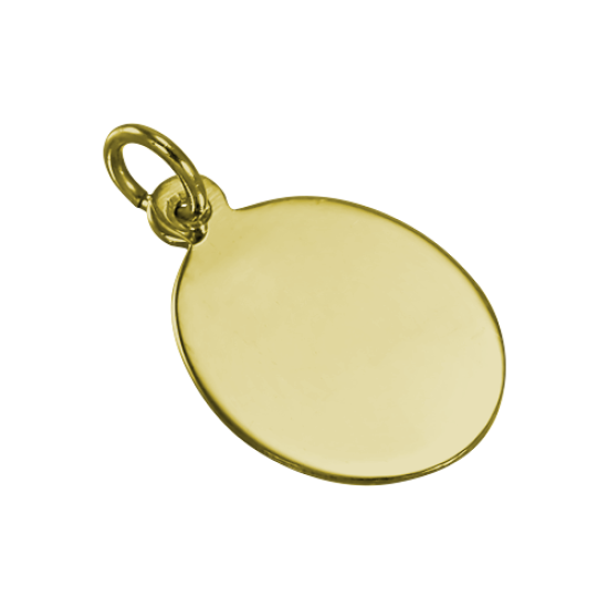 9ct Gold Engravable Oval Pendant