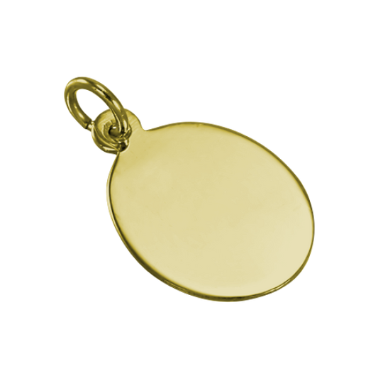9ct Gold Engravable Oval Pendant