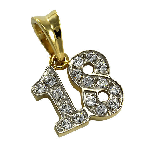 9ct Gold Cubic Zirconia 18 Charm