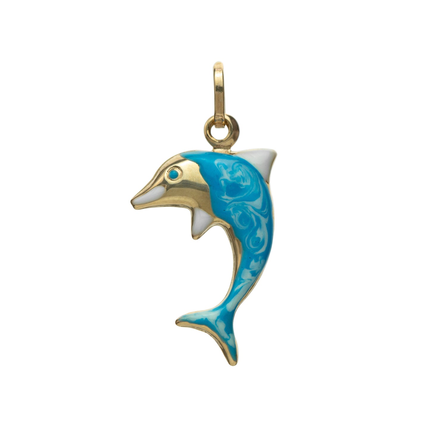 9ct Gold Enamelled Dolphin Charm