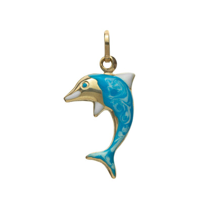 9ct Gold Enamelled Dolphin Charm