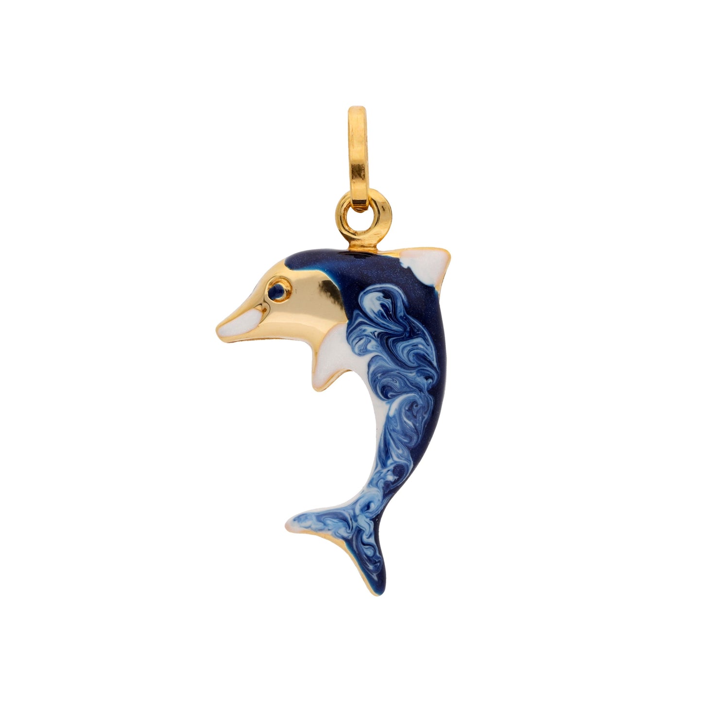 9ct Gold Enamelled Dolphin Charm