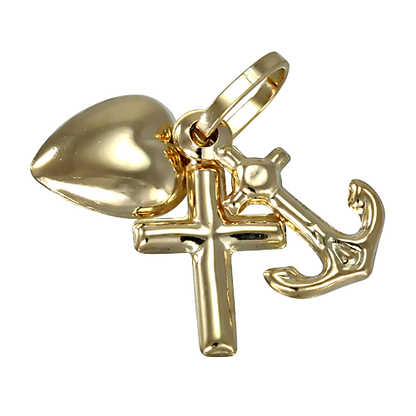 9ct Gold Faith Hope Charity Charm