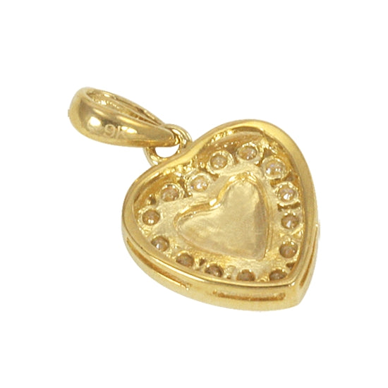 9ct Yellow Gold and Cubic Zirconia Heart Charm