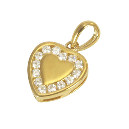 9ct Yellow Gold and Cubic Zirconia Heart Charm