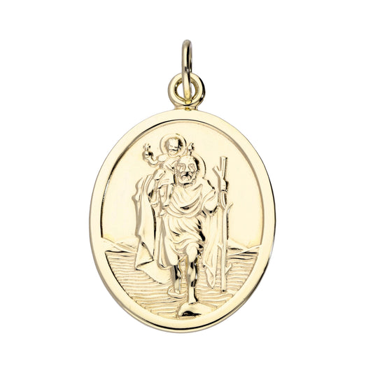 9ct Gold Oval Saint Christopher Pendant