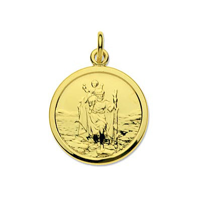 9ct Gold Medium Round Saint Christopher Pendant