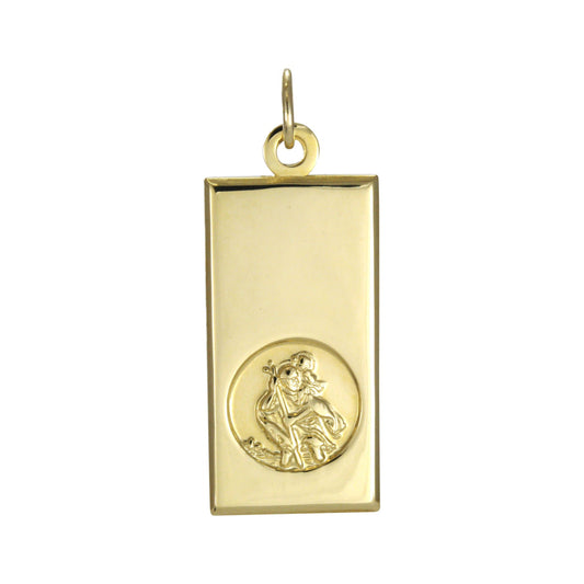 Large 9ct Gold Modern Saint Christopher Pendant