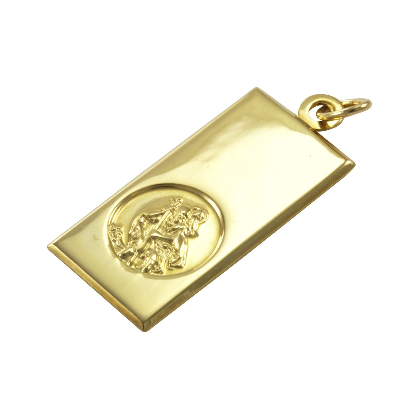 Large 9ct Gold Modern Saint Christopher Pendant