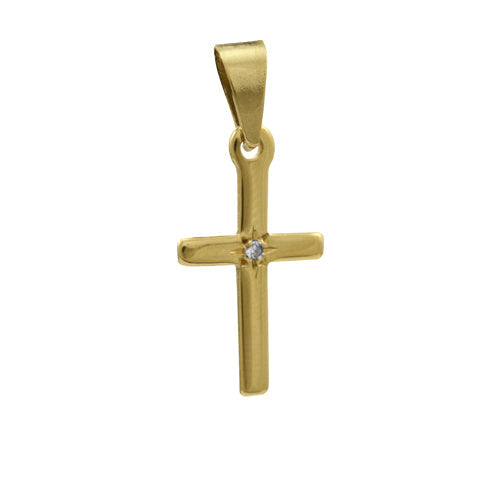 9ct Gold Cross Pendant With Diamond