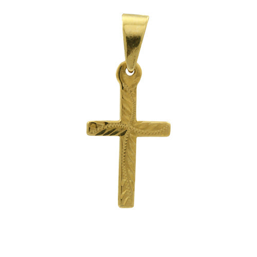 9ct Gold Engraved Cross Pendant