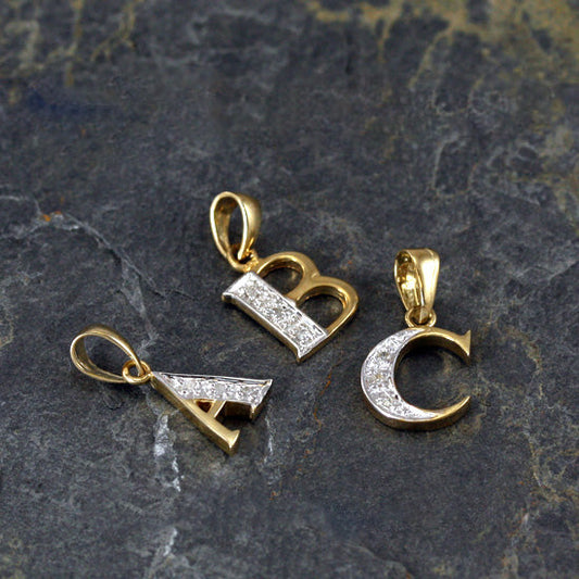9ct Gold & Diamond Alphabet Letter Charm A - Z