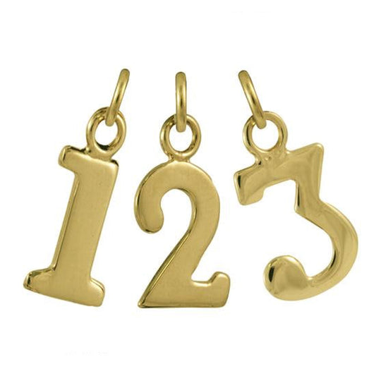 9ct Gold Number Charm 0 - 9
