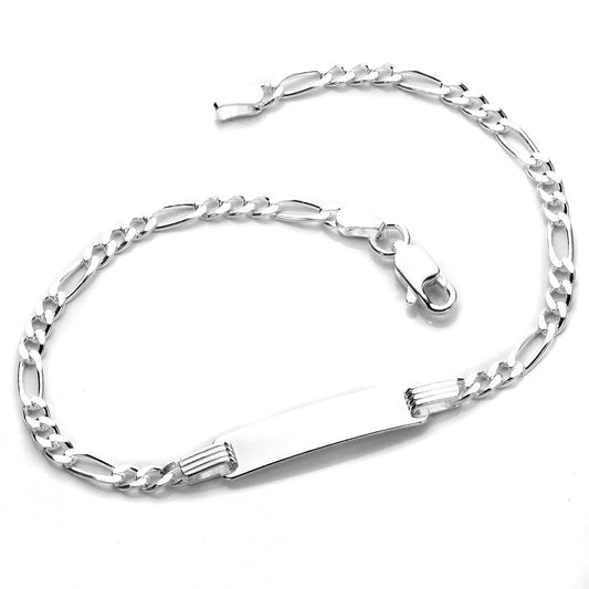 Sterling Silver Figaro ID Identity Bracelet Adult & Child