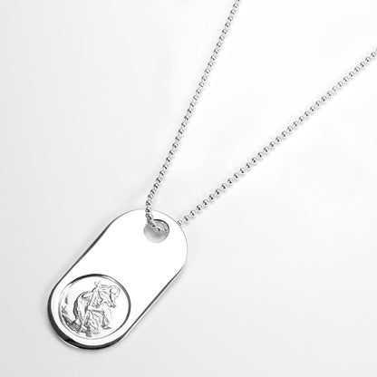 Sterling Silver Heavy St Christopher Dog Tag